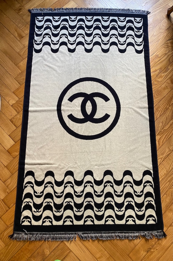Authentic Chanel Beach Towel Logo Beach Towel 