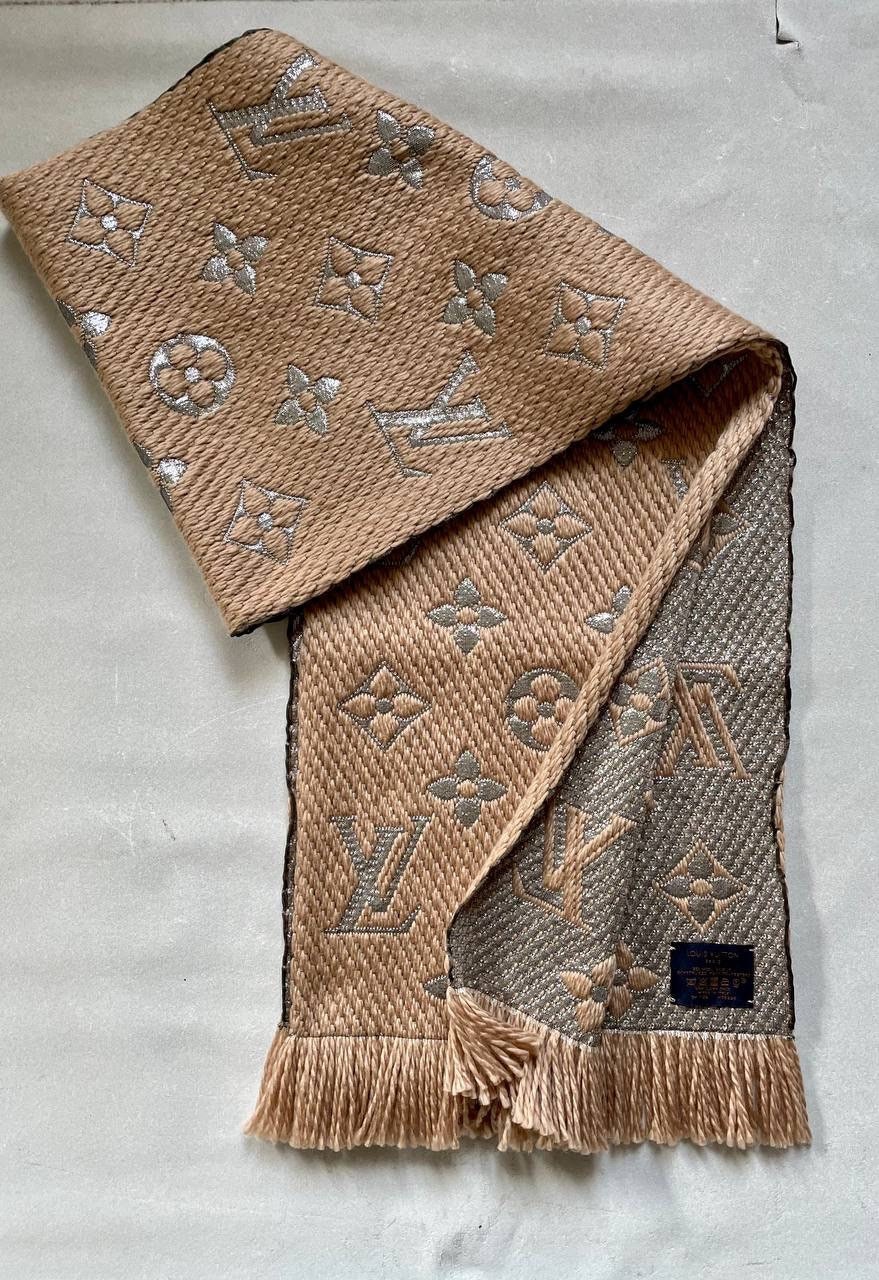 Louis Vuitton Beige Wool & Silk Logomania Shine Scarf Louis Vuitton