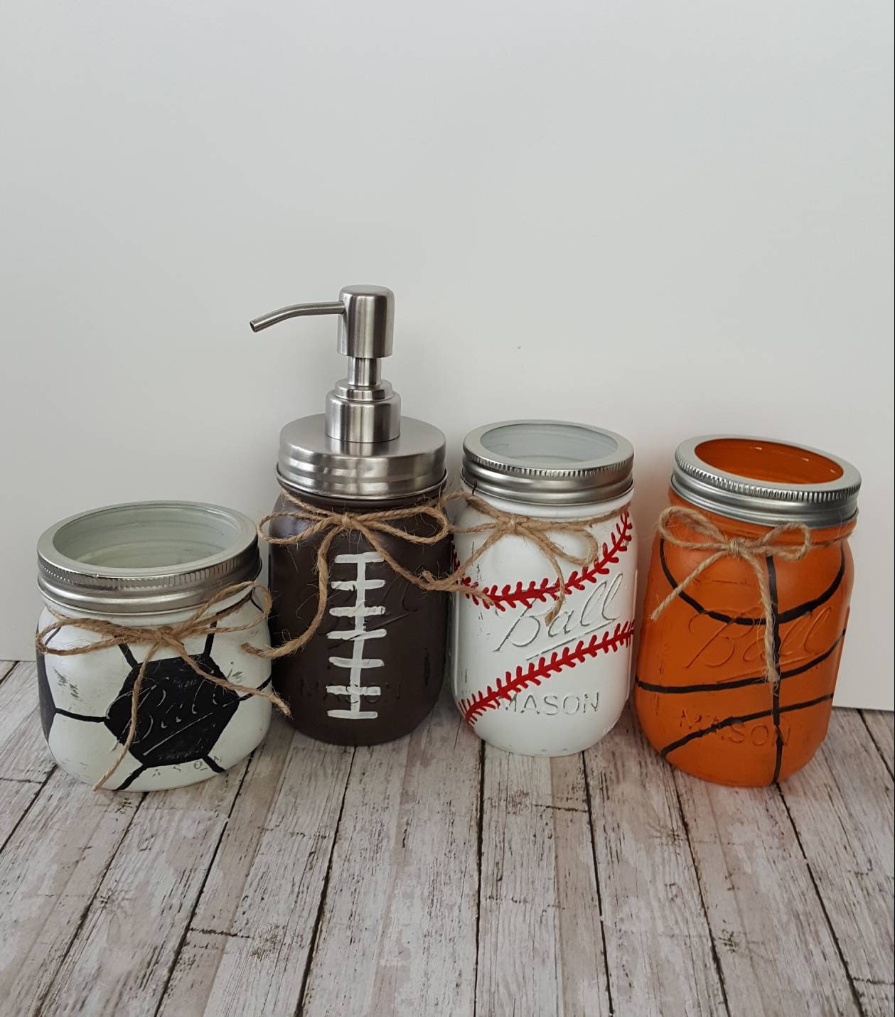 Sports bathroom set mason jar bathroom set boys bathroom Etsy
