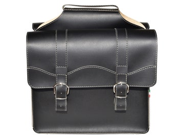 Borsa Milano 1932 - Borsa doppia per bicicletta. Borse da bici per portapacchi. Ecopelle/Simil pelle. Colore Nero. MADE in ITALY