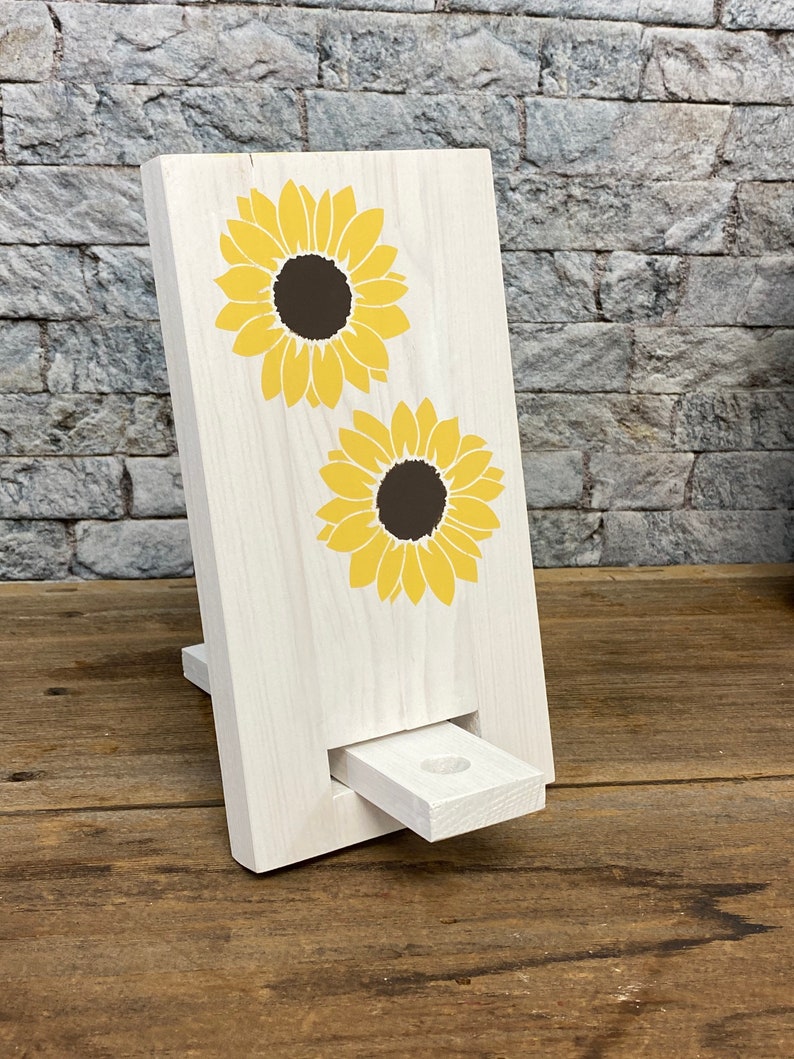 Wood Sunflower Cell Phone Stand Custom Phone Stand Gift Etsy