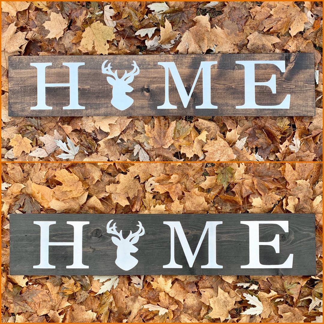 Rustic Deer Head Home Sign Hunter Decor Deer Silhouette Etsy