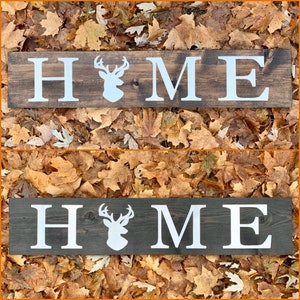 Rustic Deer Head Home Sign | Hunter Decor | Deer Silhouette Sign | Rustic Deer Decor | Wood Home Sign | Housewarming Gift | Gift for Husband