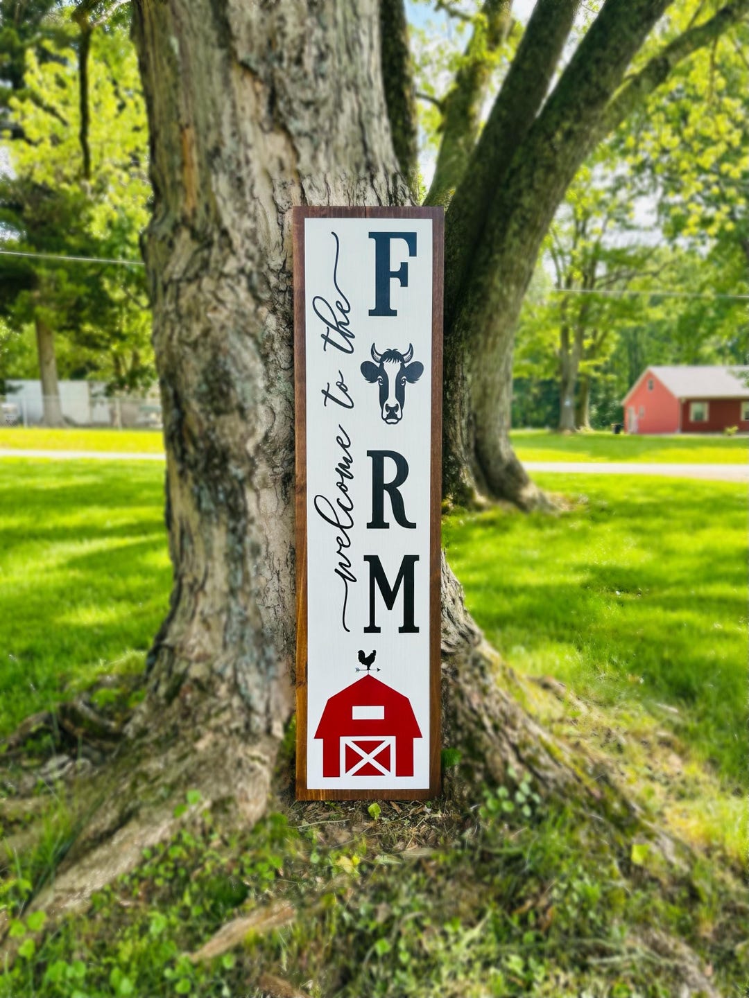 Welcome to the Farm Sign | Farmhouse Porch Decor | Rustic Barn & Cow ...