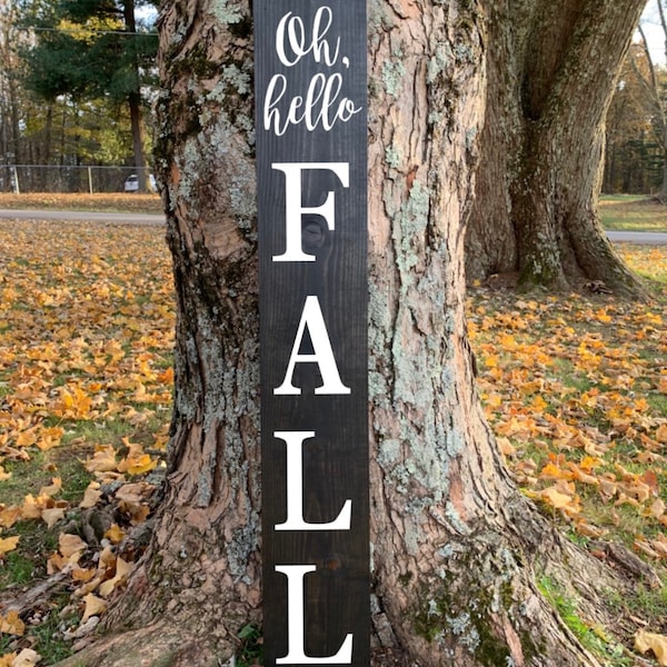 Oh Hello Fall Porch Sign | Wood Entryway Sign | Fall Decor