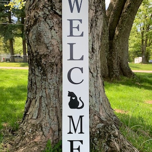 Cat Front Porch Welcome Sign | Porch Decor | Cat Sign | Pet Decor | Housewarming Gift | Porch Leaner | Gift for Cat Owner | Kitty Decor