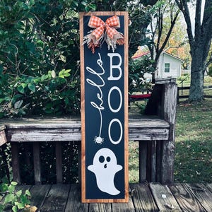 Four Foot Hello Boo Porch Sign | Halloween Decor | Fall Porch Leaner