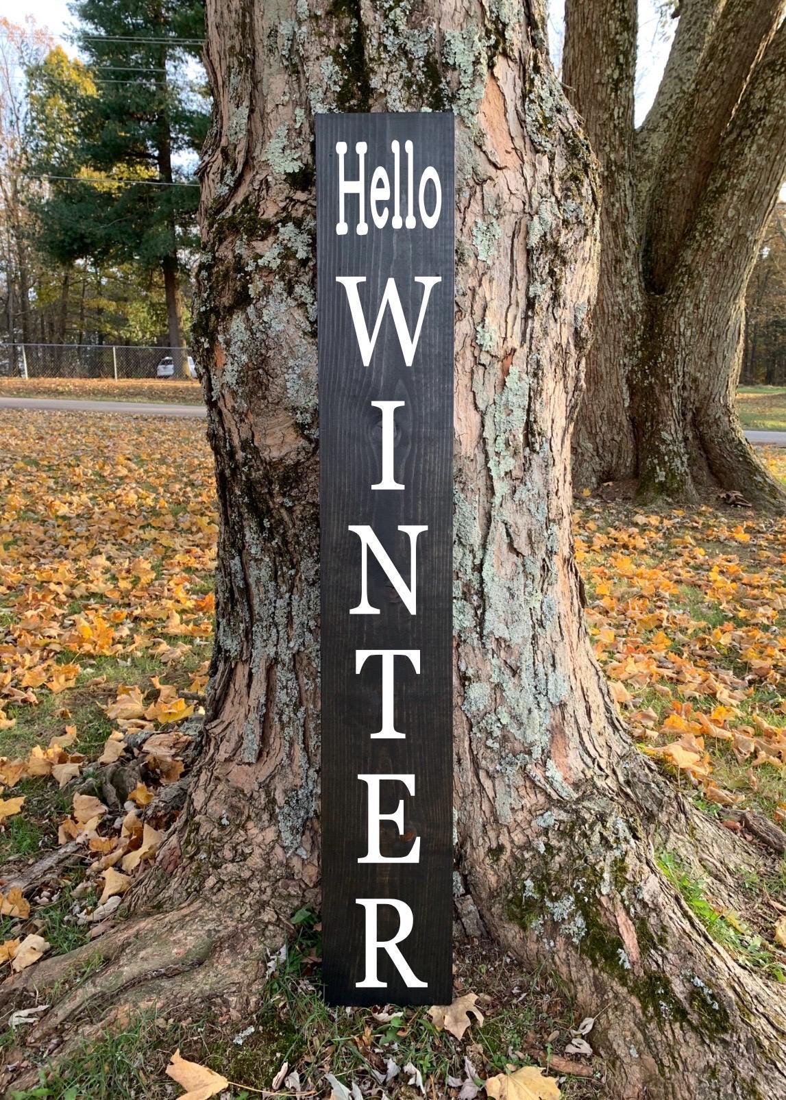 Hello Winter Wood Porch Sign Seasonal Decor Gift For Her
