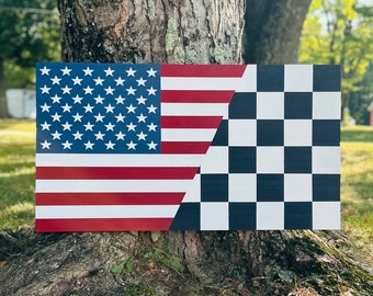 4FT Checkered Flag, Rustic American Flag, Racing Flag, NASCAR