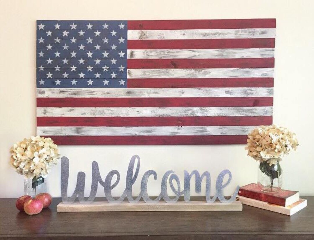 Rustic Wood Flag Distressed Wood Flag American Wood Flag American Flag