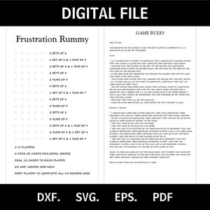 Frustration Rummy - Board Game - Digital File - dxf~svg~eps~pdf
