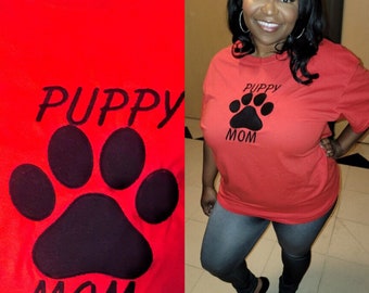 Puppy Mom T-shirt Embroidered