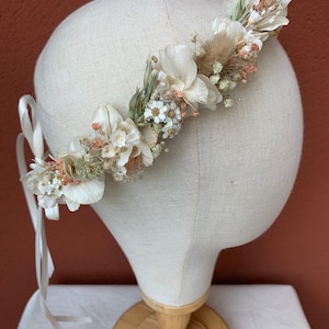 Head crown made of dried and preserved flowers - hair accessory - Wedding - Birthday - Baptism - Bridesmaid