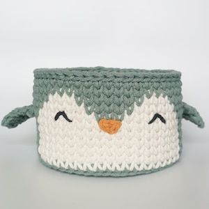 Crochet Penguin Basket Animal Basket Naturalism Decore Babies Shower Gifted Handmade Gifts
