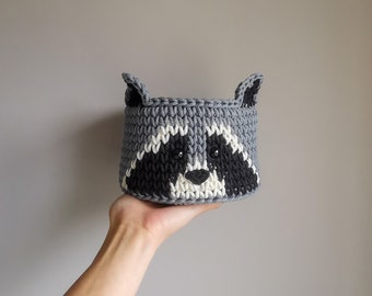 Woodland Animal Basket Raccoon Basket Home Decor Boys Room Girls Room Forest Animal Storage Idea Baby Raccoon