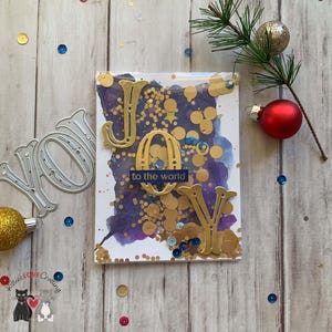 Tarjeta plana con forma de shaker de Joy to The World / Navidad / Tarjetas festivas / Hechas a mano