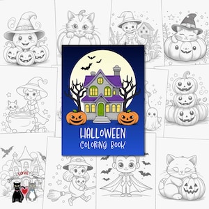 Halloween Coloring Book | Children&#39;s Book | Kids Activity | Adults & Teens Coloring Pages | Digital Download | Printable PDF
