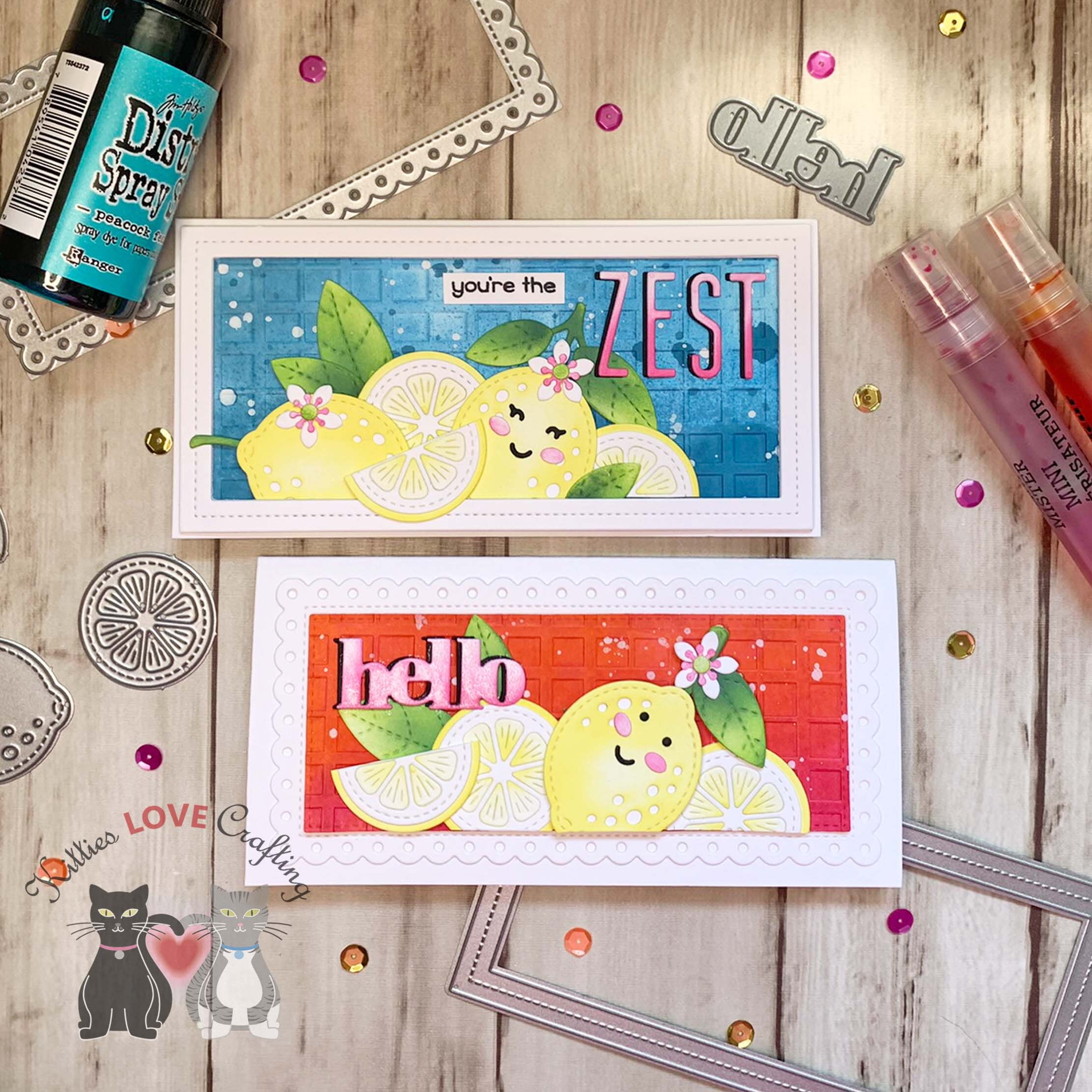 Hello and Encouragement Cards (Lemon Theme) | Fruit | Lemons | Mini Slimline | Papercrafts | Handmade