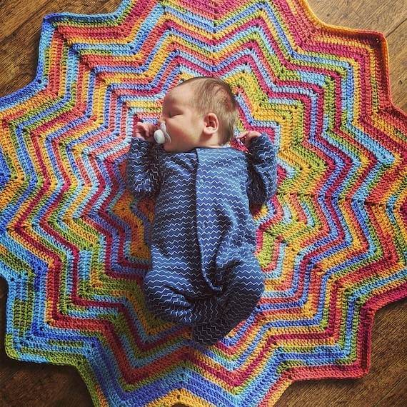 12 Point Star Customisable Variegated Yarn Baby Blanket 