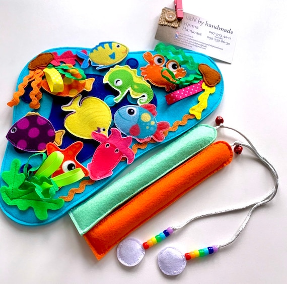 Magnetic Felt Fishing Game Rod With Magnets Play Toy for Girl Boy