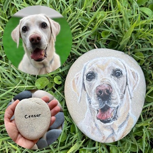 Custom Pet Portrait Rock: Personalized Acrylic Painting on Stone
