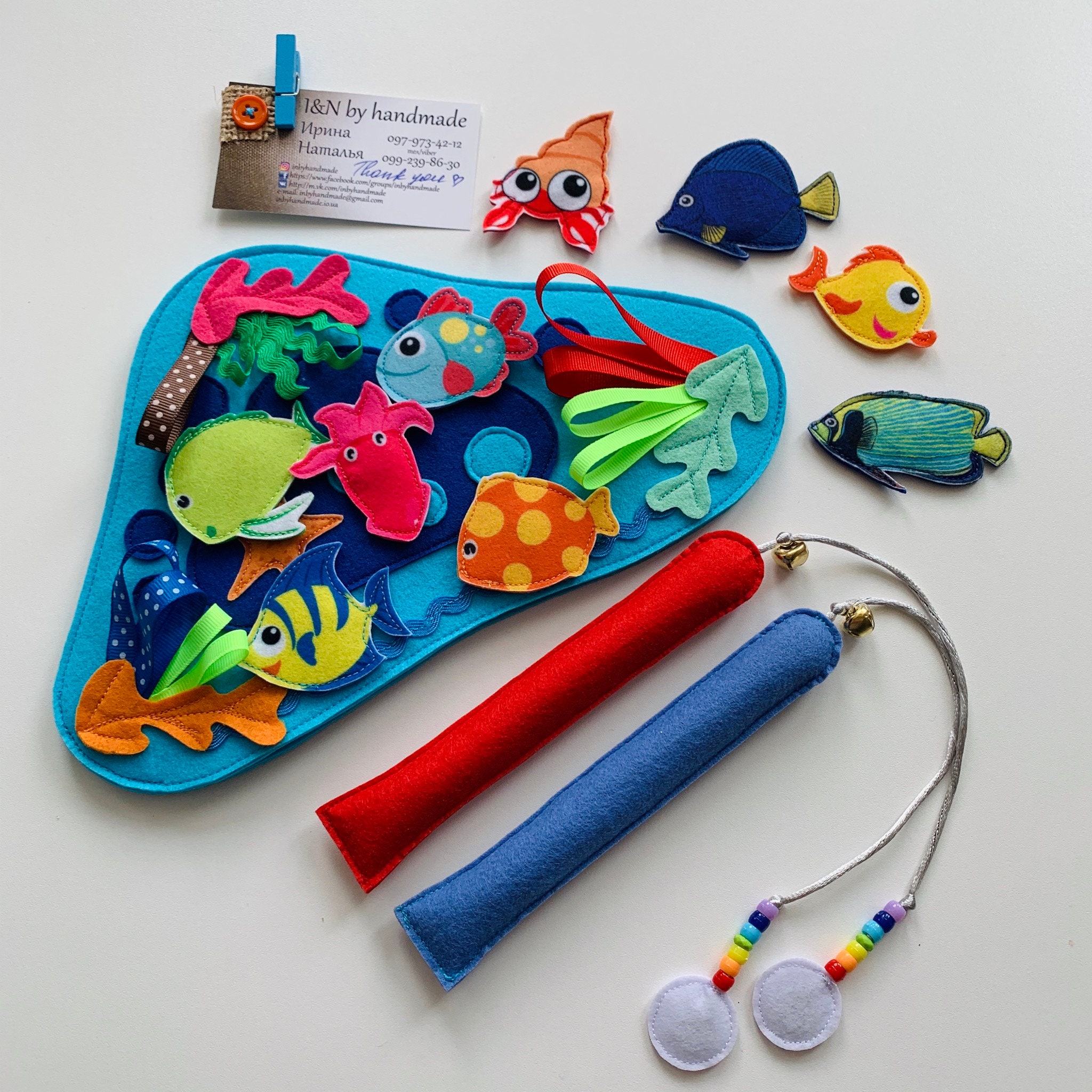 Felt fishing game rod with play toy for girl Etsy