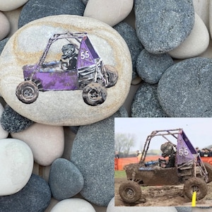 Custom Portrait Painting on Sea Stone: Personalized Acrylic Rock Art