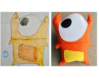 Children picture felt toy Plush felt kids toy Child's drawing felt sewing toy by drawing