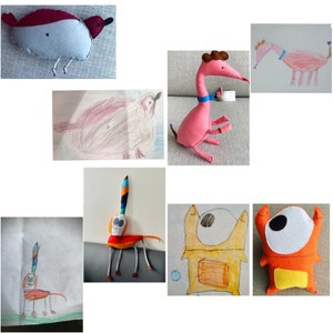 Children picture felt toy Plush felt kids toy Child's drawing felt sewing toy by drawing