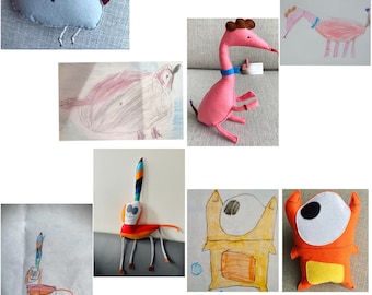 Children picture felt toy Plush felt kids toy Child's drawing felt sewing toy by drawing