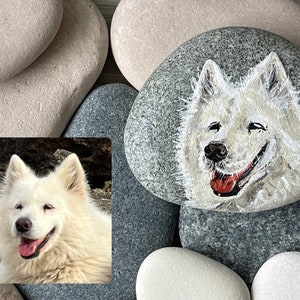 Custom Pet Portrait Rock: Personalized Acrylic Painting on Stone