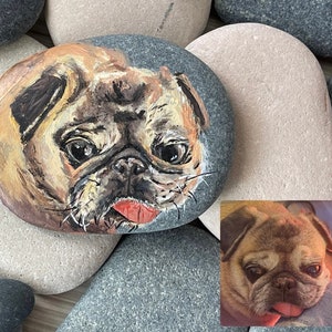 Custom Pet Portrait Rock: Personalized Acrylic Painting on Stone