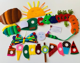 Felt Very Hungry Caterpillar story Lacing Toy Sensory Play Set