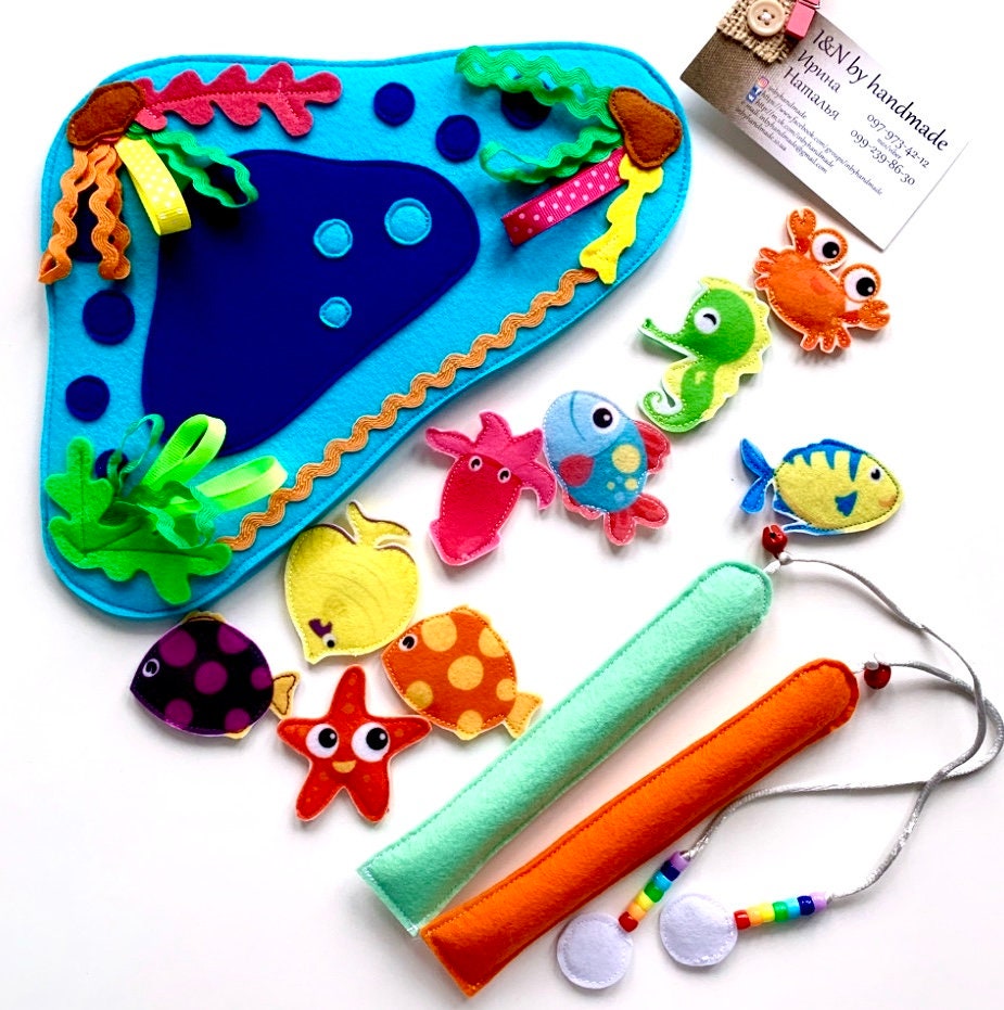 Felt fishing game rod with play toy for girl Etsy España