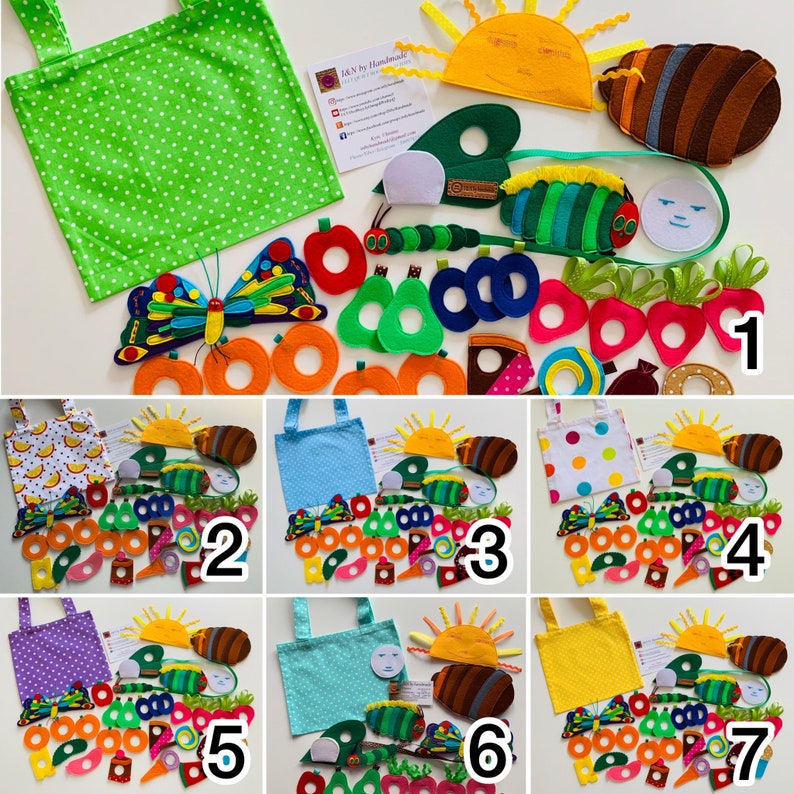 The Very Hungry Caterpillar Felt Lacing Toy: Handmade Soft Play Set Set with bag