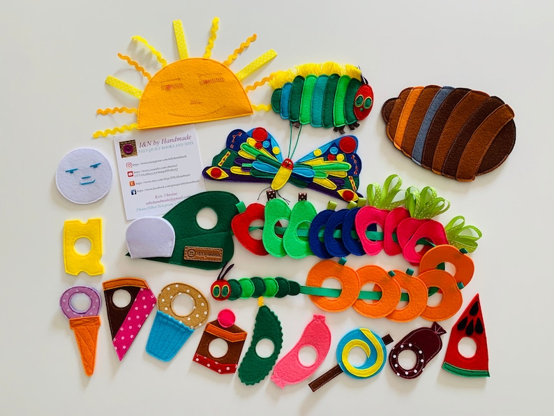 The Very Hungry Caterpillar Felt Lacing Toy: Handmade Soft Play Set Set without bag
