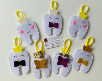 Felt Tooth Fairy Bag, Tooth Fairy Pillow Alternative, Tooth Fairy Pouch for Kids, Handmade Felt Tooth Pocket, Lost Tooth Gift