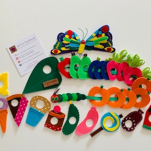 The Very Hungry Caterpillar Felt Lacing Toy: Handmade Soft Play Set Caterp food butterfl