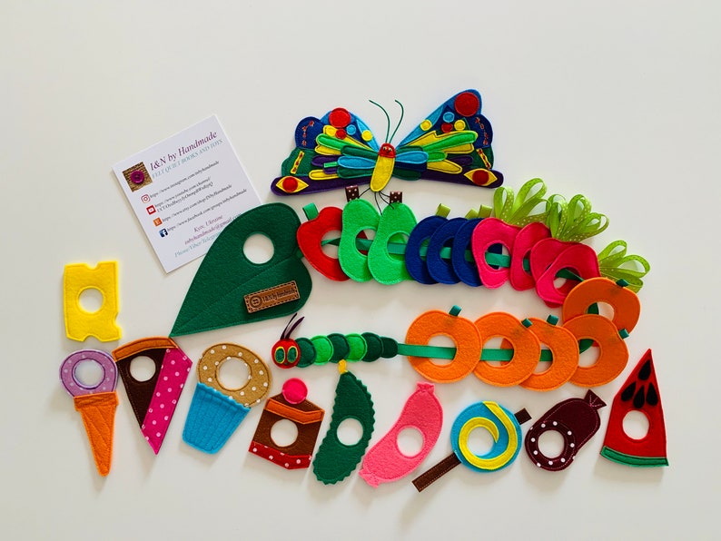The Very Hungry Caterpillar Felt Lacing Toy: Handmade Soft Play Set Caterp food butterfl