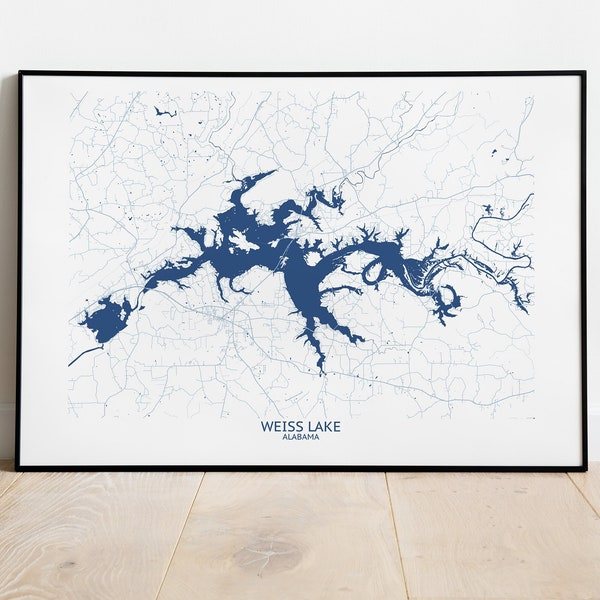 Map of Lake Weiss - Etsy