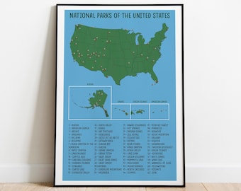 National Parks of the United States Map - Pittsburgh Map Company