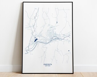 Oneonta New York Map - Pittsburgh Map Company