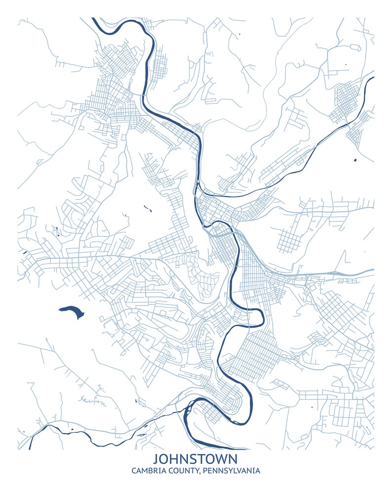 Johnstown PA Street Map Pittsburgh Map Company Etsy