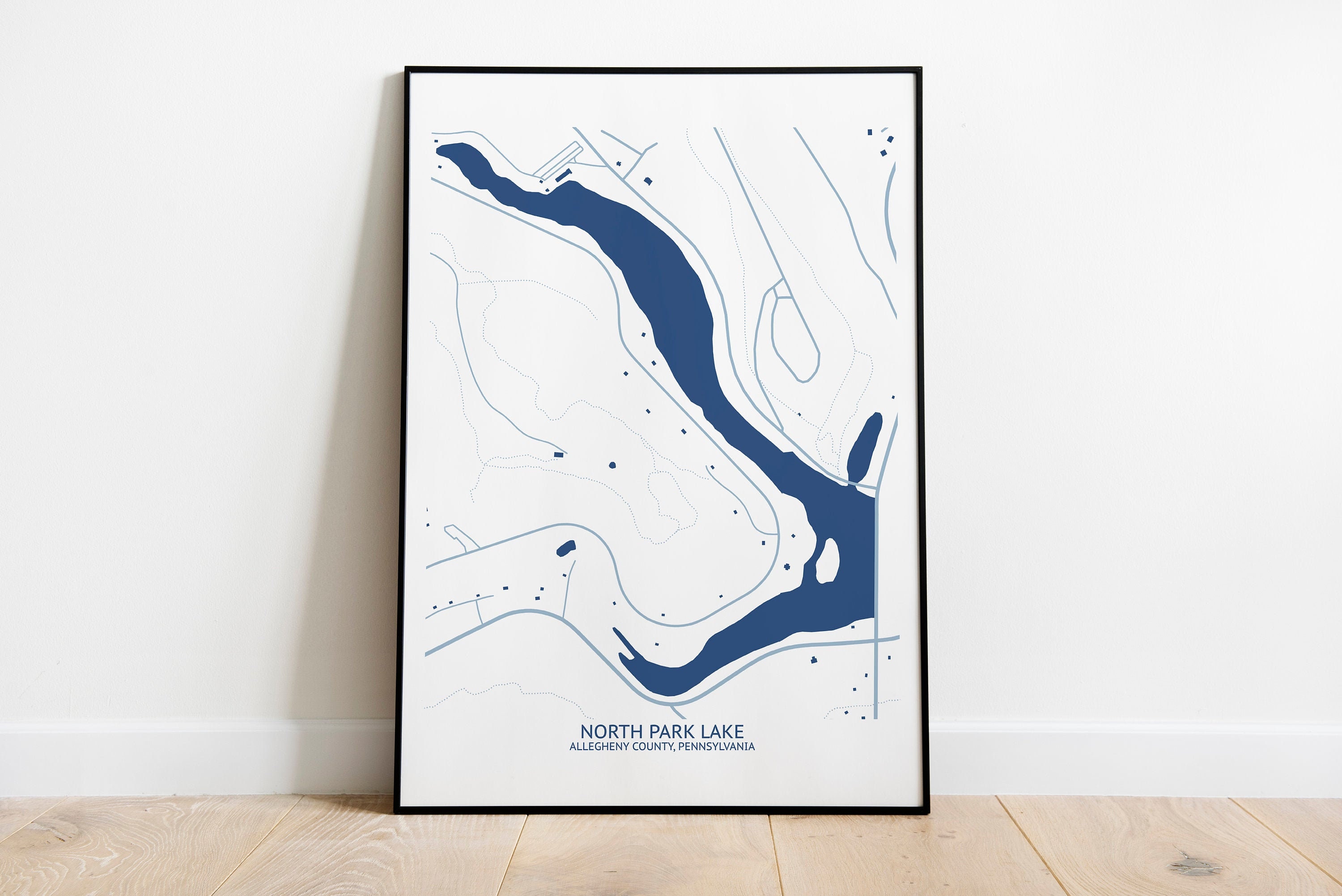 North Park Lake Map Pittsburgh Map Company Etsy Israel