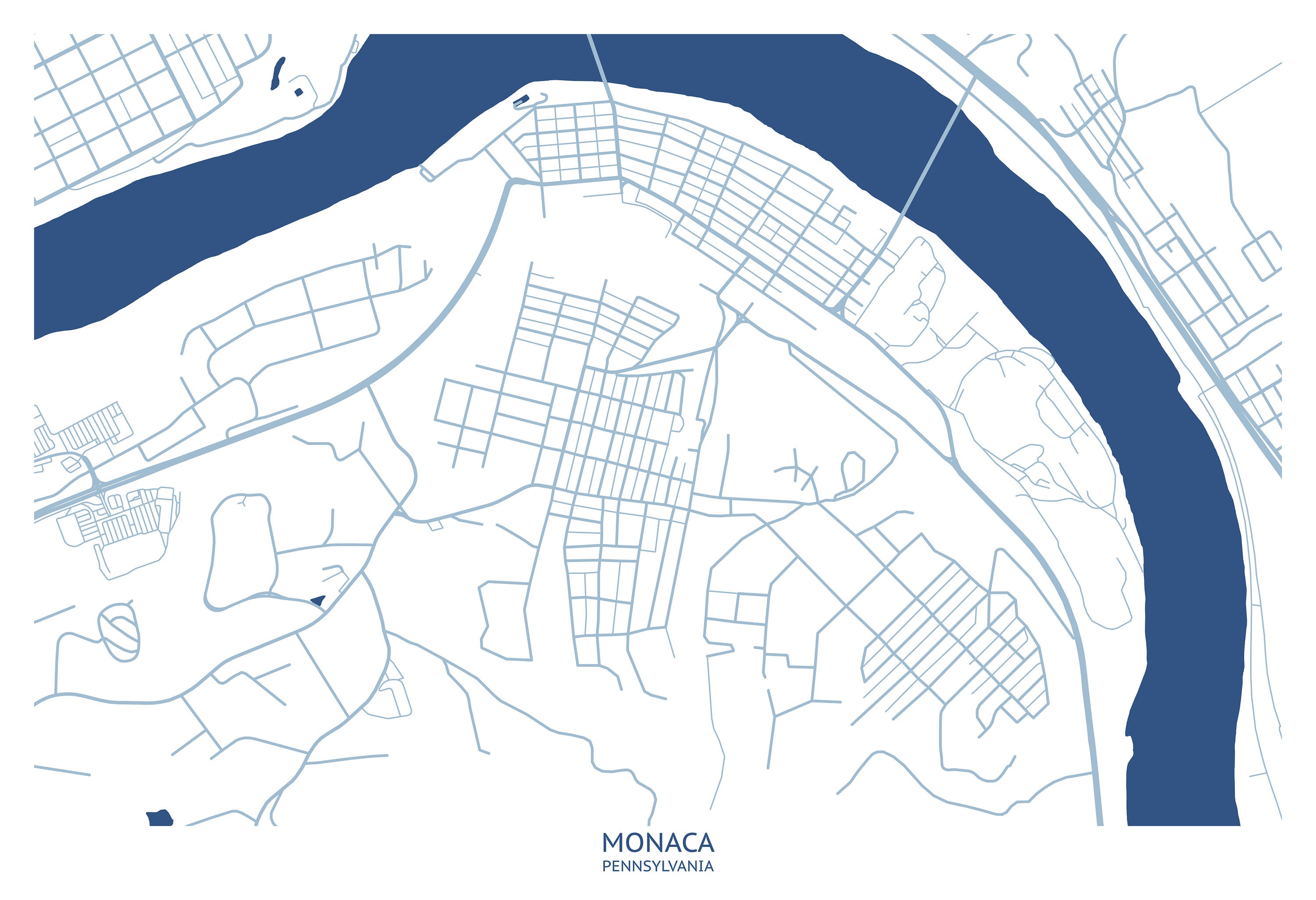 Monaca PA Map - Pittsburgh Map Company - Etsy