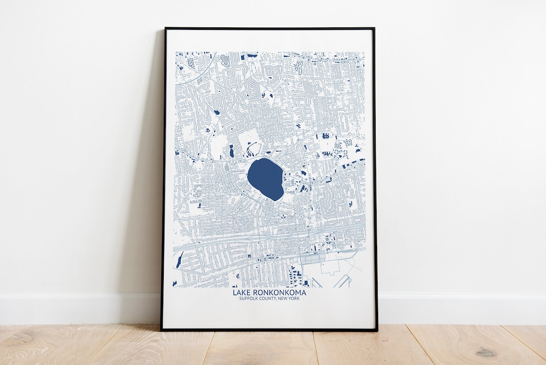 Lake Ronkonkoma New York Map Pittsburgh Map Company Etsy