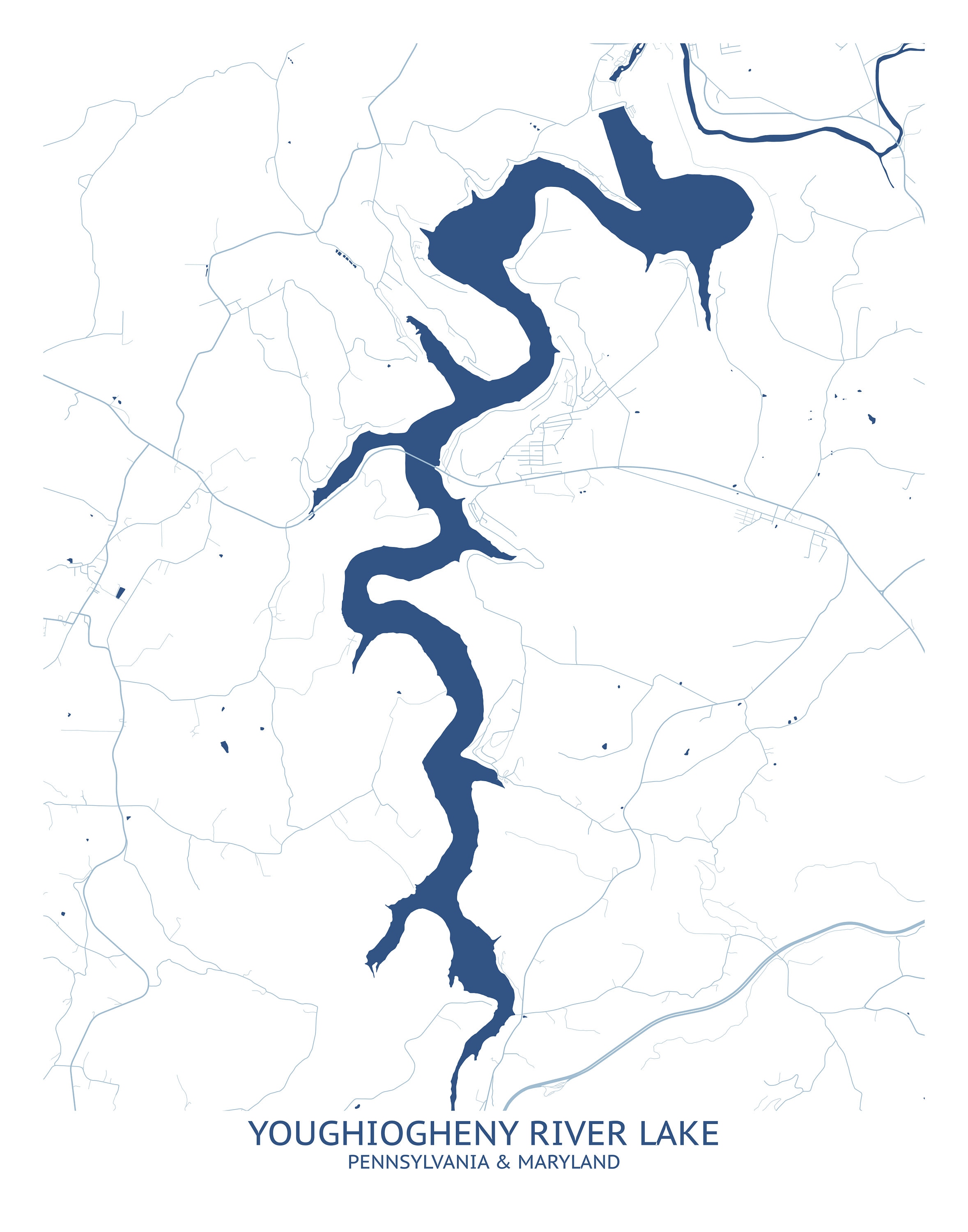 Youghiogheny River Lake Map Pittsburgh Map Company Etsy UK