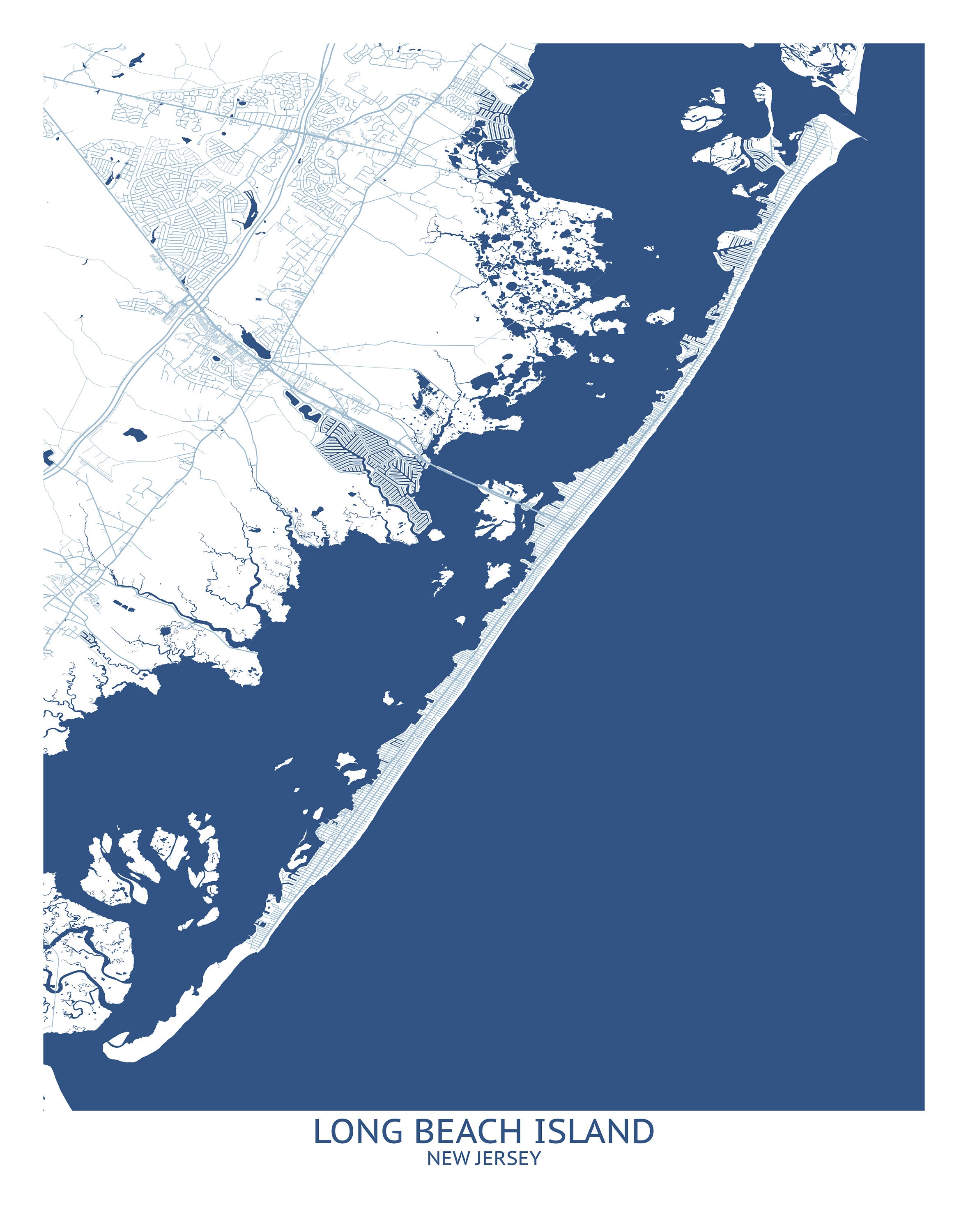 Long Beach Island New Jersey Map Pittsburgh Map Company Etsy