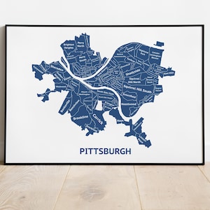 Neighborhoods of Pittsburgh PA Map - Pittsburgh Map Company