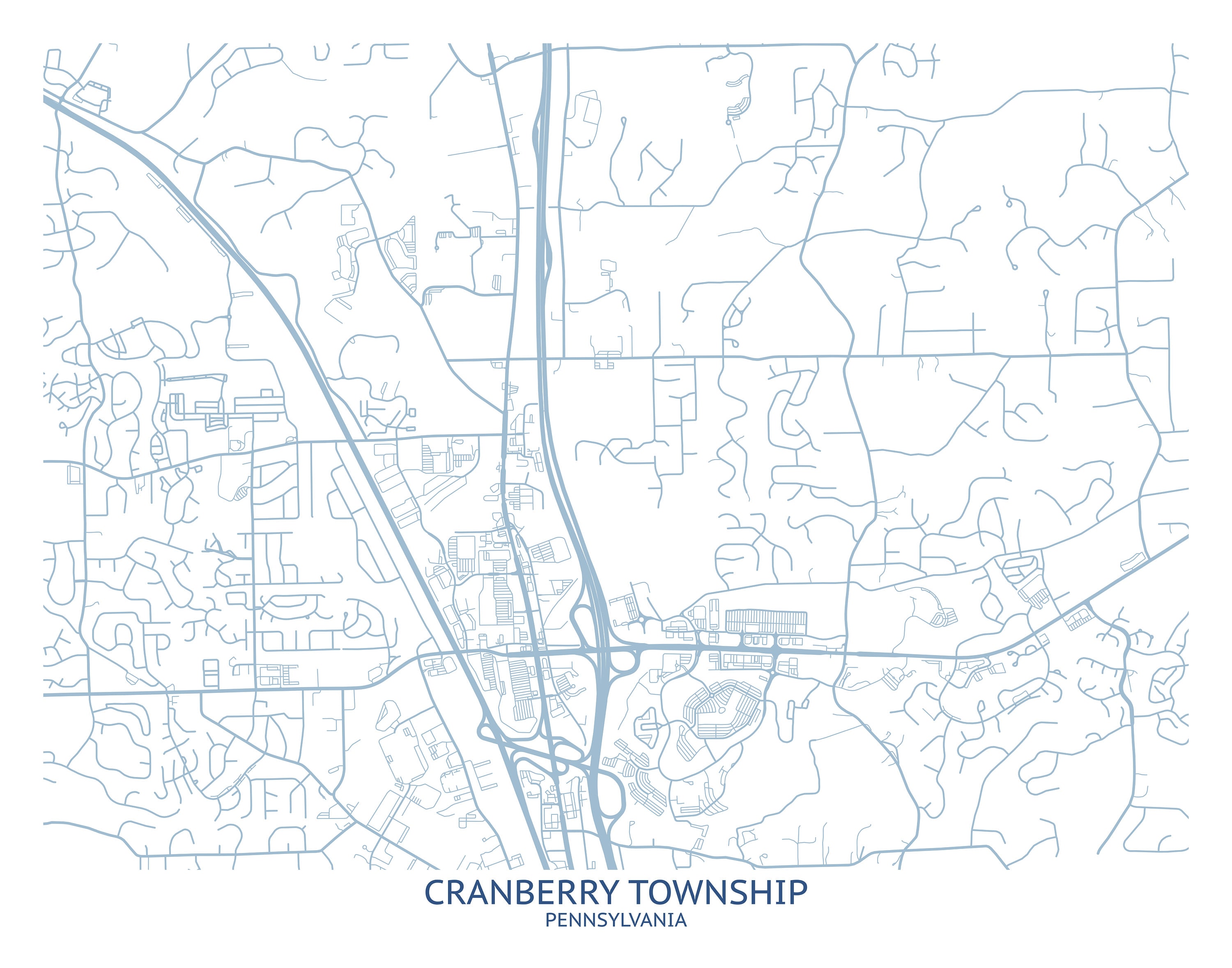 Cranberry Township PA Street Map Pittsburgh Map Company  Etsy